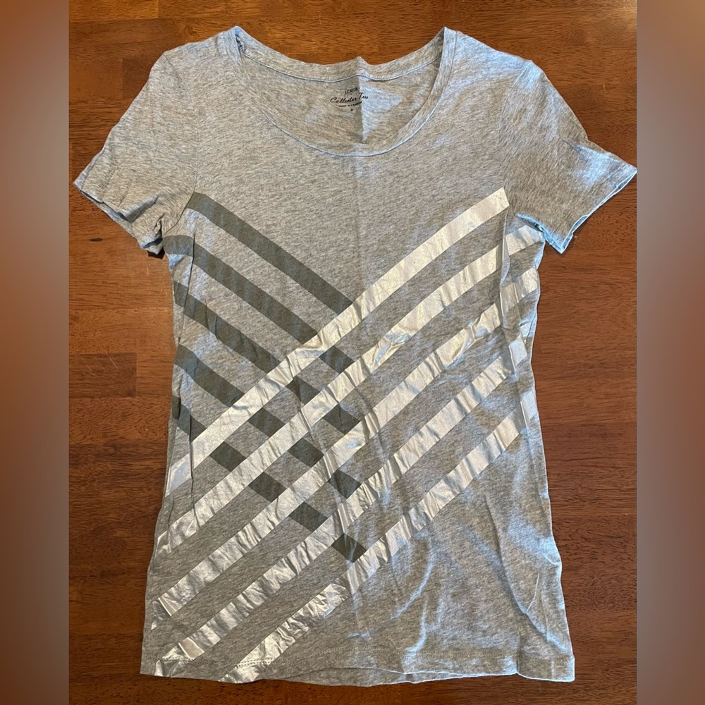 J Crew Collector Tee Gray Silver Sz S
